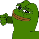 A green frog character throwing a punch with its right fist.