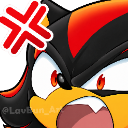 Shadow the Hedgehog shouting with a red anger symbol above his head.