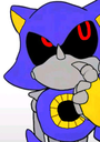 A blue robotic character with glowing red eyes and a yellow chest plate resting its chin on its hand in a thinking pose.