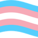 Transgender pride flag with horizontal light blue, pink, and white stripes waving.
