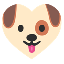 Puppy face shaped like a heart with brown ears and a pink tongue sticking out.