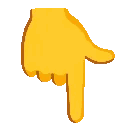 Four yellow cartoon hands pointing downward in a horizontal row.