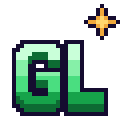 The letters GL in a green gradient with a small gold star sparkling above them on a black background.
