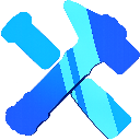 A blue geometric shape with sharp, angular edges.