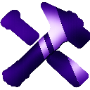 Hammer icon in shades of purple on a dark background.