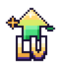 An arrow pointing upward with sparkles emerging from the letters LV in a pixel art style.