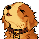 A cute brown puppy with a collar and bone tag tilting its head back to howl with closed eyes.