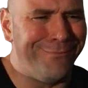 Dana White making a tight-lipped, skeptical smirk with his eyes squinted.
