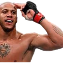 Ciryl Gane performing a sharp salute with his gloved hand.