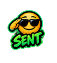 A yellow smiley face wearing black sunglasses giving a military salute above the word SENT in a stylized green font.