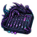 A dark dragon with glowing eyes operating a professional audio mixing console.