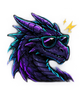 A purple dragon wearing black sunglasses with a confident expression.