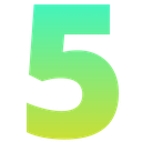 Number five in a vibrant green and yellow gradient color scheme.