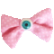 Four decorative hair bows arranged in a row, featuring pastel colors, an eyeball, sprinkles, and a small tombstone.