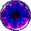 A glowing purple and blue circular energy orb with a pixelated, swirling texture.