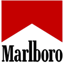Logo featuring a red chevron shape above black text on a white background.