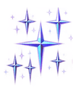 Four-pointed stars glowing with a purple aura and sparkling light effects.