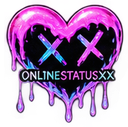 Heart with X eyes dripping in pink and purple liquid with text below.