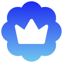 A white crown icon centered on a soft, blue, cloud-shaped background.