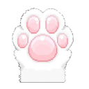 Cat paw with pink pads and white fur reaching forward.
