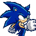 A blue hedgehog character throwing a punch with a determined expression.