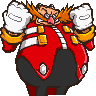 Doctor Eggman with an angry expression throwing his hands up in the air.