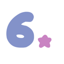 Number six in a soft blue rounded font with a small pink star to its right.