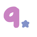 A stylized purple letter Q next to a small blue star on a black background.