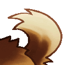 A brown, fluffy animal tail wagging back and forth in a pixel art style.