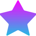 A five-pointed star with a purple-to-blue gradient sitting on a red background.