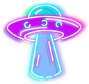 NeonUFO Discord sticker from PLUTOWRLD ( WELCOME EXTRATERRESTRIALS )