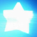 A white five-pointed star glowing against a blue background.