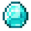 Pixelated blue diamond gemstone with a small red square in the bottom right corner.
