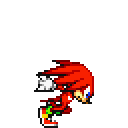 Knuckles the Echidna running in a rapid pixel art animation cycle.