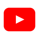 A white play triangle centered inside a red rounded rectangle on a black background.