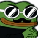 Pepe the Frog wearing sunglasses and a mustache with a smug expression.