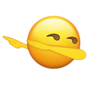 Yellow smiley face performing a dabbing dance move with its arm.