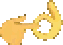 Hand forming an OK sign in a pixelated art style.