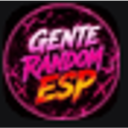 Text reading Gente Random ESP in bright pink and orange neon letters against a dark circular background.