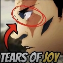 Anime face with a red circle drawn around the eye highlighting a single tear.