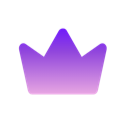 A stylized purple crown icon with a smooth gradient effect.
