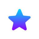 A stylized star with a horizontal motion blur effect in blue and purple gradients.