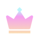 A stylized crown icon with a pink to blue gradient finish.