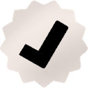 Black checkmark symbol centered on a white star-shaped badge.
