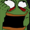 Pepe the frog with wide, bloodshot eyes pulling his eyelids open with his fingers in a panicked expression.