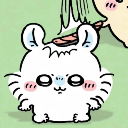 A small white creature with a neutral expression being tapped on the head by a hand.