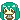 Four identical teal-haired characters in pixel art style bobbing up and down in a row.