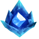 A glowing blue crystal shard with sharp edges and a bright white center.