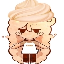 A cartoon character with a whipped cream hairstyle looking down with a bored and unimpressed expression.