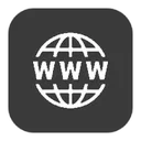 Globe icon with the letters WWW centered in white on a black background.